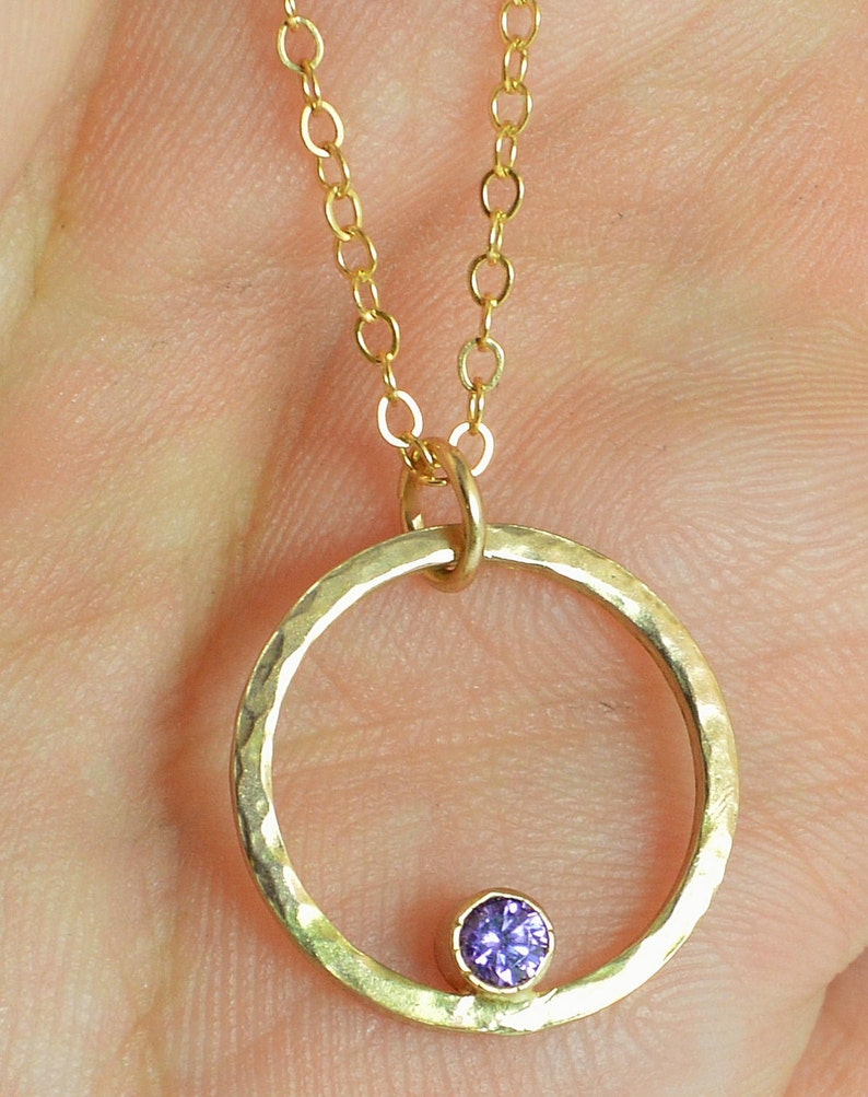 Gold Filled Amethyst Necklace, Mothers Necklace, Mom Necklace, February Birthstone Necklace, Amethyst Necklace, Mother's Necklace, Gold image 2