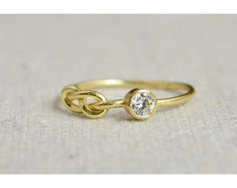 CZ Diamond Infinity Ring, Gold Filled Ring, Stackable Rings, Mother's Ring, April Birthstone Ring, Gold Infinity Ring, Gold Knot Ring