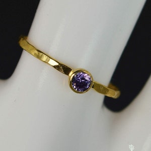 Dainty Solid 14k Gold Amethyst Ring, Gold Solitaire, Solitaire Ring,Solid Gold, February Birthstone, Mothers RIng, Solid Gold Band, Gold image 2