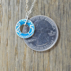 Moroccan Coin Necklace, Turquoise Coin Necklace, Coin Art, Morocco, Silver Coin, Moroccan Art, Boho Necklace, Two-Sided, Coin Charm, Charm image 6