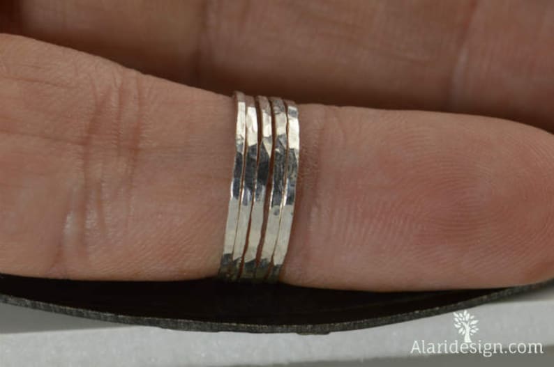 Set of 15 Super Thin Pure Silver Stackable Rings Silver | Etsy