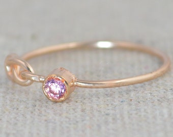 Pink Tourmaline Infinity Ring, Rose Gold Filled Ring, Stackable Rings, Mothers Ring, October Birthstone, Rose Gold Ring, Rose Gold Knot Ring