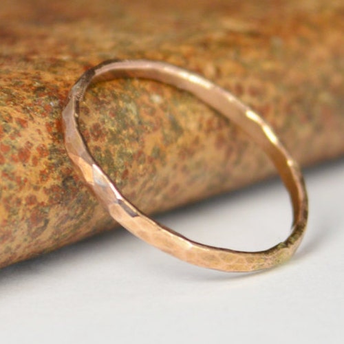 Classic Solid 14K Rose Gold Stacking Ring Gold Band Rose Etsy