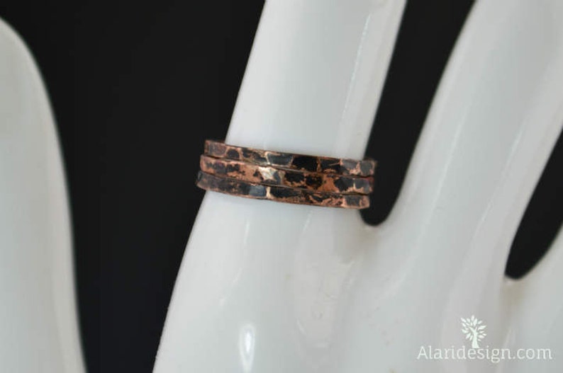 Classic Copper Stacking Ring, Stack Ring, Copper Band, Stacking Ring, Copper Ring, Hammered Ring, Arthritis Ring, Stack Ring, Stackable Ring image 2