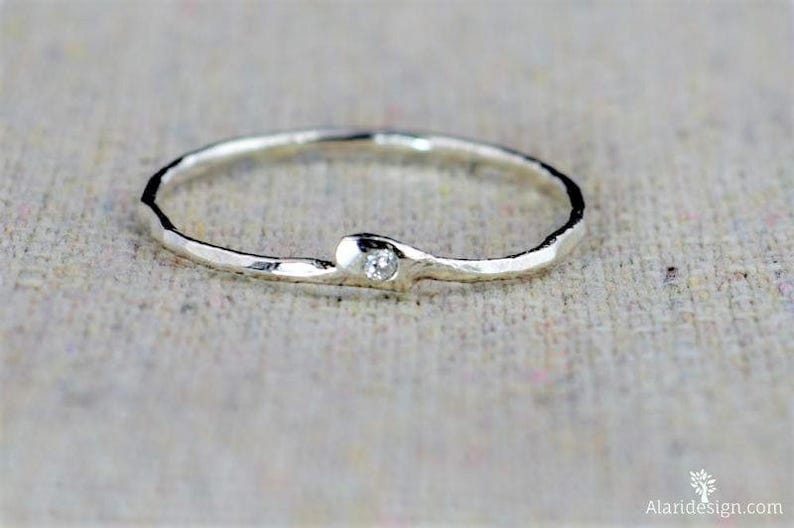 CZ Diamond Ring Freeform CZ Diamond Mother's Ring Etsy