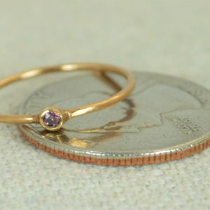 Tiny Alexandrite Ring, Alexandrite Stacking Ring, Solid 14k Rose Gold Alexandrite Ring, Alexandrite Mothers Ring, June Birthstone, Gold Ring image 4