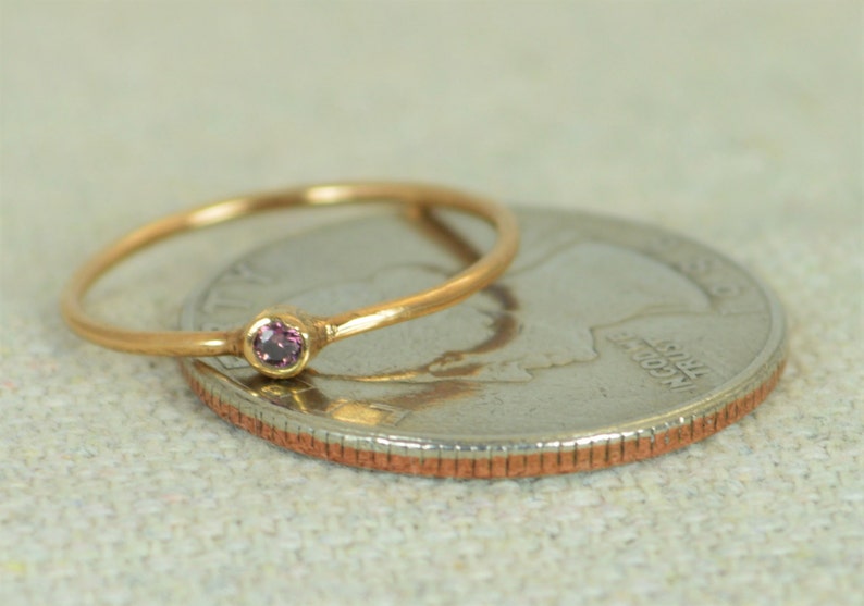 Tiny Alexandrite Ring, Alexandrite Stacking Ring, Solid 14k Rose Gold Alexandrite Ring, Alexandrite Mothers Ring, June Birthstone, Gold Ring image 4