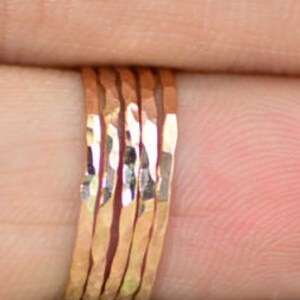 Set of 5 Super Thin Rose Gold Filled Rings, Thin Rose Gold Ring, Hammered Ring, Gold Stacking Ring, Thin Gold Ring, Minimal Gold Ring, Alari image 2