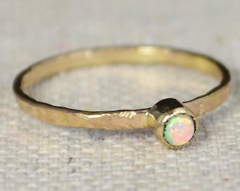 14k Gold Filled Opal Ring, 3mm gold solitaire, solitaire ring, 14k Gold, October Birthstone, Mothers Ring, Gold Filled band, gold, Solitaire