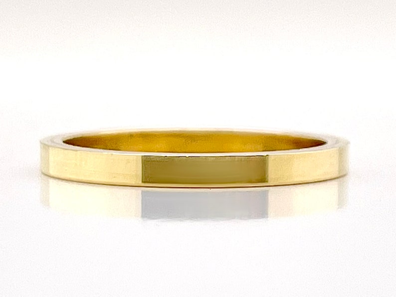 2mm Wide Flat Gold Ring 10k, 14k, 18k, or 22k, Solid Gold, 2mm Gold Band, Dainty Gold Ring, Real gold, minnimal wedding ring image 3