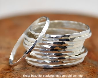 Super Thin Sterling Silver Stackable Ring(s), Silver Stacking RIng, Silver RIng Dainty Simple Silver Ring, Hammered Silver Ring, Silver Band