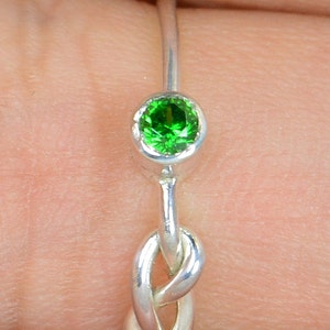Emerald Infinity Ring, Sterling Silver, Stackable Rings, Mother's Ring, May Birthstone, Infinity Ring, Silver Emerald Ring image 2