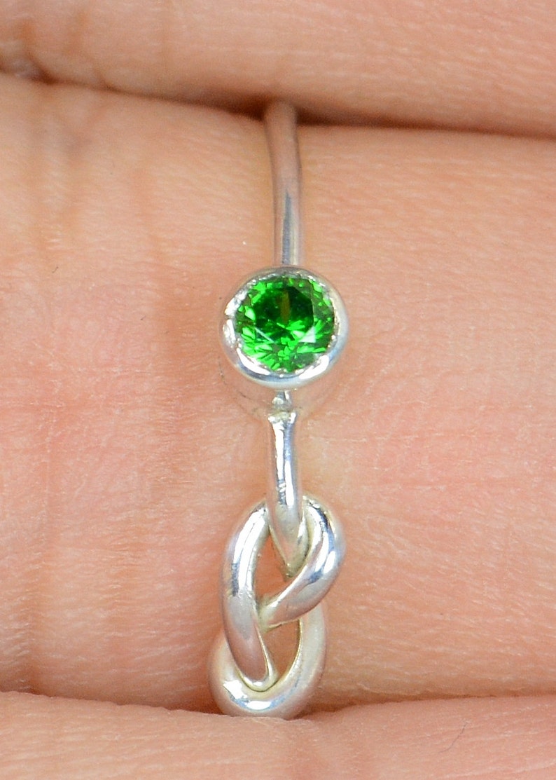 Emerald Infinity Ring, Sterling Silver, Stackable Rings, Mother's Ring, May Birthstone, Infinity Ring, Silver Emerald Ring image 2