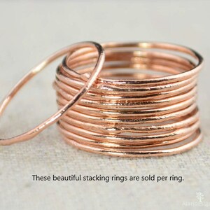 Thin Round Copper Stacking Ring, Pure Copper, Copper Stacking Ring, Copper Jewelry, Dainty Copper Ring, Copper boho Ring, arthritis ring image 1