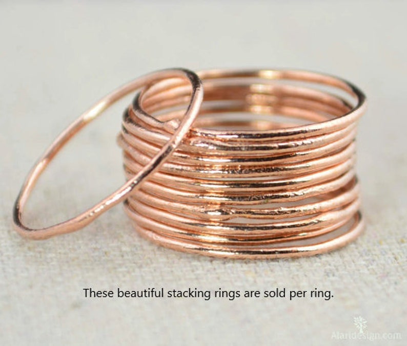 Thin Round Copper Stacking Ring, Pure Copper, Copper Stacking Ring, Copper Jewelry, Dainty Copper Ring, Copper boho Ring, arthritis ring image 1