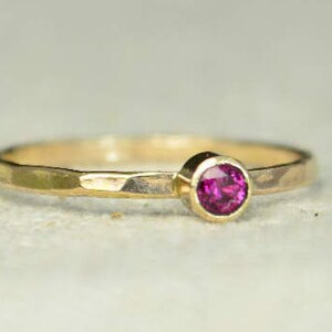 Classic 14k Gold Filled Ruby Ring, Gold solitaire, solitaire ring, 14k gold filled, July Birthstone, Mothers Ring, gold band, yellow image 3