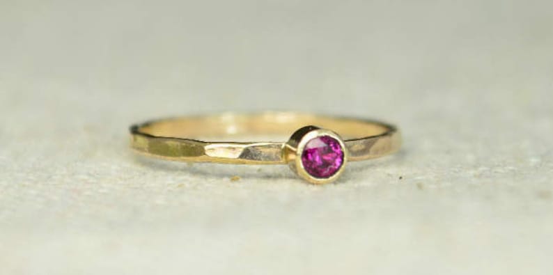 Classic 14k Gold Filled Ruby Ring, Gold solitaire, solitaire ring, 14k gold filled, July Birthstone, Mothers Ring, gold band, yellow image 3