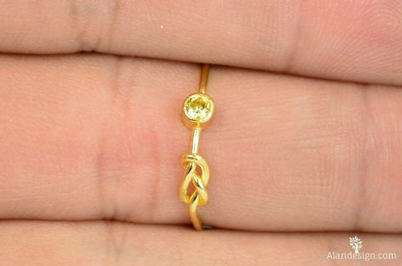 14k Gold Topaz Infinity Ring, 14k Gold Ring, Stackable Rings, Mother's Ring, November Birthstone Ring, Gold Infinity Ring, Gold Knot Ring image 2