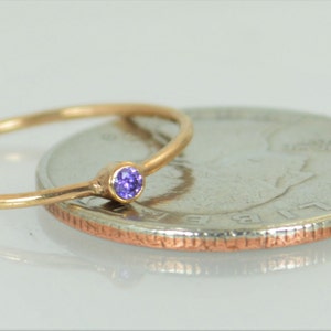 Tiny Amethyst Ring, Solid 14k Rose Gold Amethyst Stacking Ring, Amethyst Ring, Amethyst Mother's Ring, February Birthstone, Amethyst Rings image 4