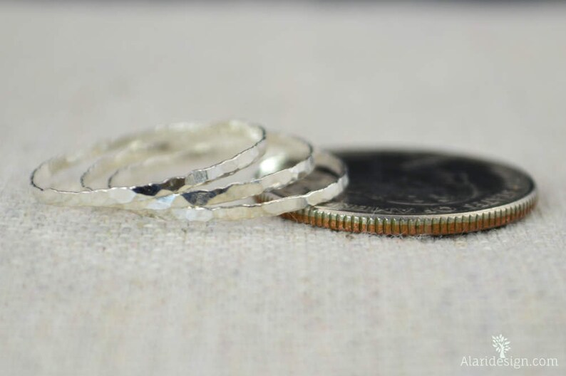 Set of 5 Super Thin Sterling Silver Stackable Rings Stack | Etsy