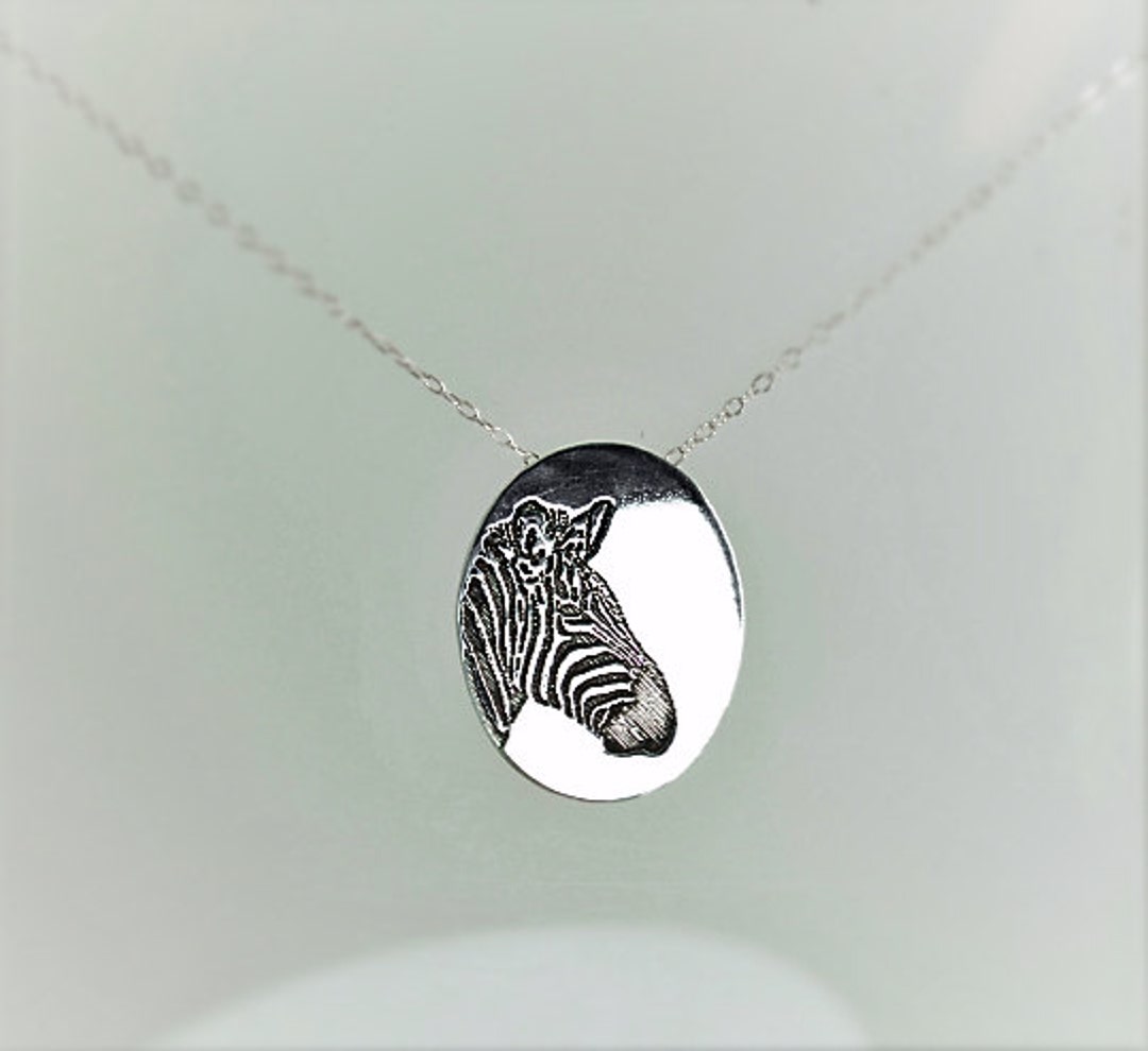 Zebra Pendant, Zebra Necklace, Silver Zebra Necklace, Animal Necklace
