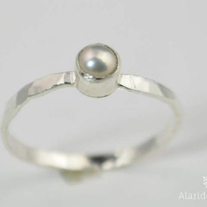 Small Silver Pearl Ring, Pure Pearl Ring, Mothers Ring, Pearl Jewelry, Natural Pearl, June Birthstone Ring, White Pearl Ring image 1