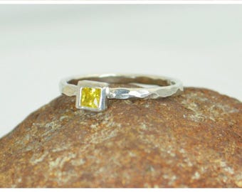 Square Topaz Ring, Topaz White Gold Ring, Novembers Birthstone Ring, Square Stone Mothers Ring, Square Stone Ring, White Gold Topaz Ring