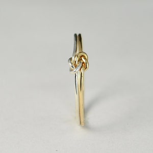 Dainty Silver and Gold Double Knot Ring, Love Ring, Love Knot Ring, BFF Ring, Bridal Ring, Promise Ring, Mother Daughter Ring