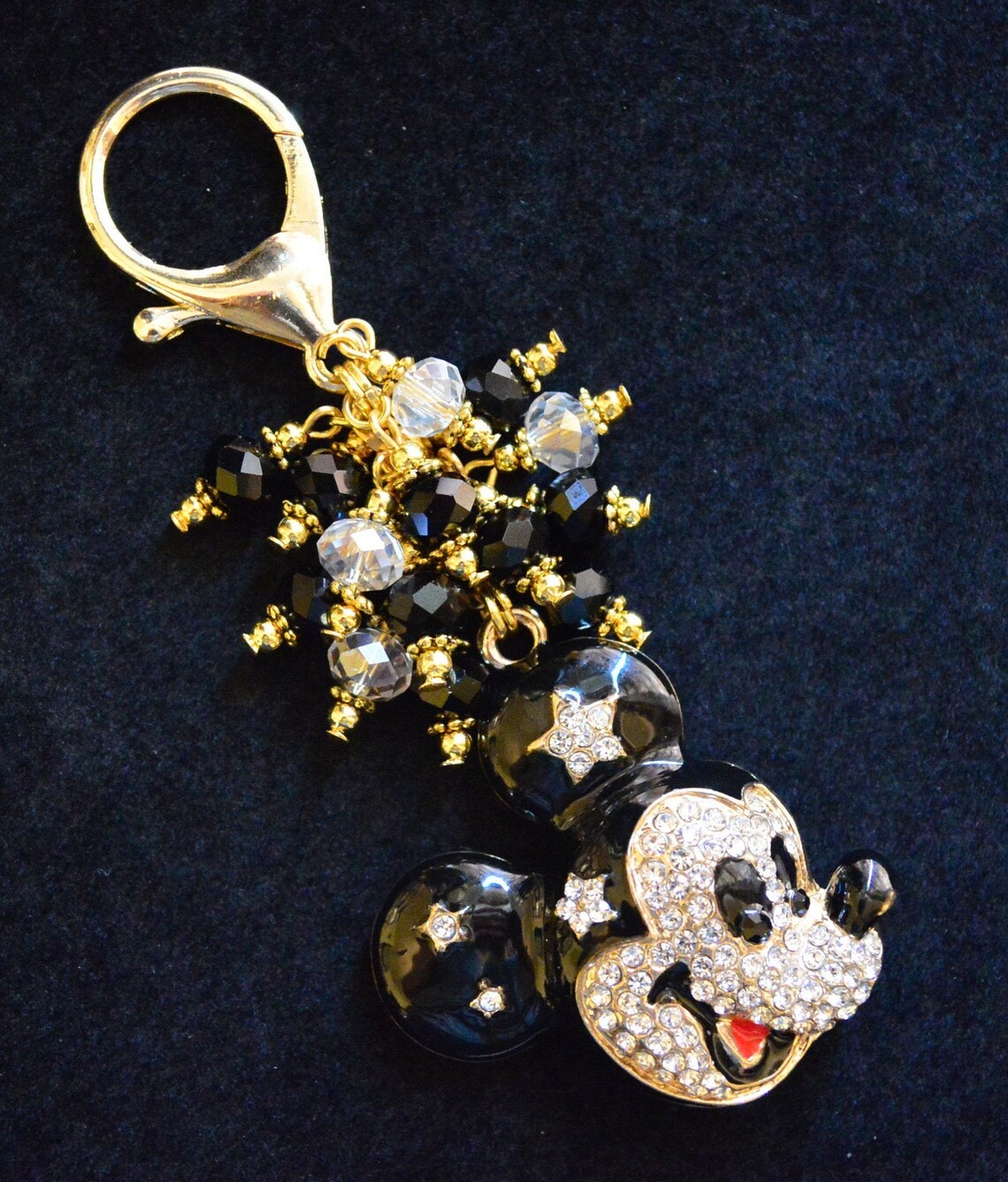 Mickey Mouse Enamel Rhinestone Disney KEYCHAIN PURSE CHARM Etsy