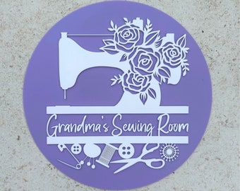 Personalised sewing room wall sign acrylic sign Nanna Grandma Sewing sign Room sign Wall hanging