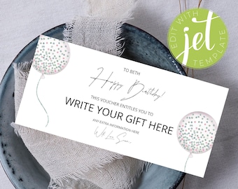 Editable Event Ticket, Birthday Voucher, Digital Gift Voucher, Surprise Ticket Printable, DIY Print Happy Birthday - Any Text - G5