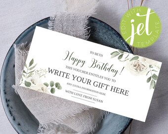 Editable Event Ticket, Birthday Voucher, Digital Gift Voucher, Surprise Ticket Printable, DIY Print Happy Birthday, Any Text, Any Event- G1
