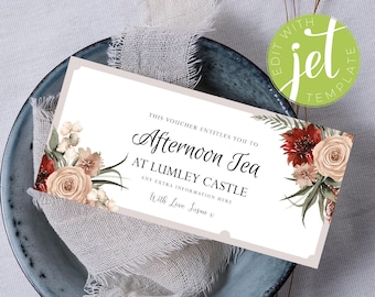 Editable Afternoon Tea Voucher, Day Out Surprise Gift Card, Christmas Gift Voucher, Birthday Gift Voucher,  Digital Ticket, Any Text, G17