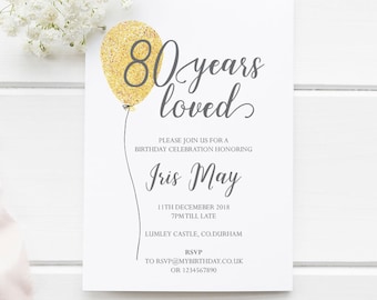 80th invitation | Etsy