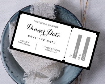 Editable Dinner Date Gift Coupon, Instant Download, Digital Gift Voucher, Printable Voucher, Gift Coupon, Last Minute Gift, Any Text, C2