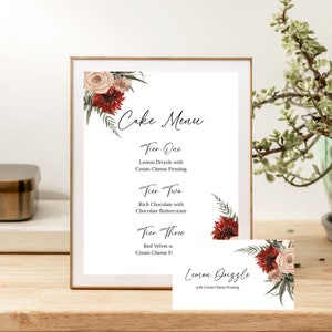 Hochzeitstorte Schild, Vorlage für Kuchenaromaschild und Geschmackskarten, Schild für Hochzeitstorte, druckbare Vorlagen, Platzkarten | CS2