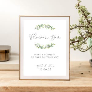 Flower Bar Sign, Wedding Bloom Sign, Bridal Shower Flower Bar, Bouquet Bar Sign, Bridal Shower Game, Floral Baby Shower, Editable, 016