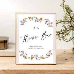 Letrero para barra de flores, Letrero para boda, Letrero para barra de flores para despedida de soltera, Letrero para barra de ramos, Juego para despedida de soltera, Baby shower floral, Editable, 01