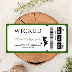 Editable Wicked Theatre Ticket, Printable Wicked Musical Theatre Ticket, Personalized Gift, West End / Broadway Souvenir Keepsake