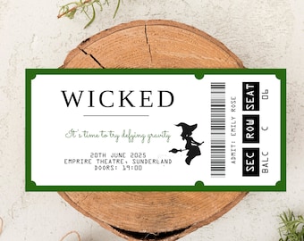 Editable Wicked Theatre Ticket, Printable Wicked Musical Theatre Ticket, Personalized Gift, West End / Broadway Souvenir Keepsake
