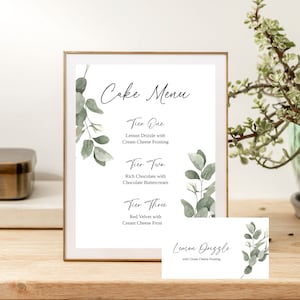 Hochzeitstorte Schild, Vorlage für Kuchenaromaschild und Geschmackskarten, Schild für Hochzeitstorte, druckbare Vorlagen, Platzkarten | CS1