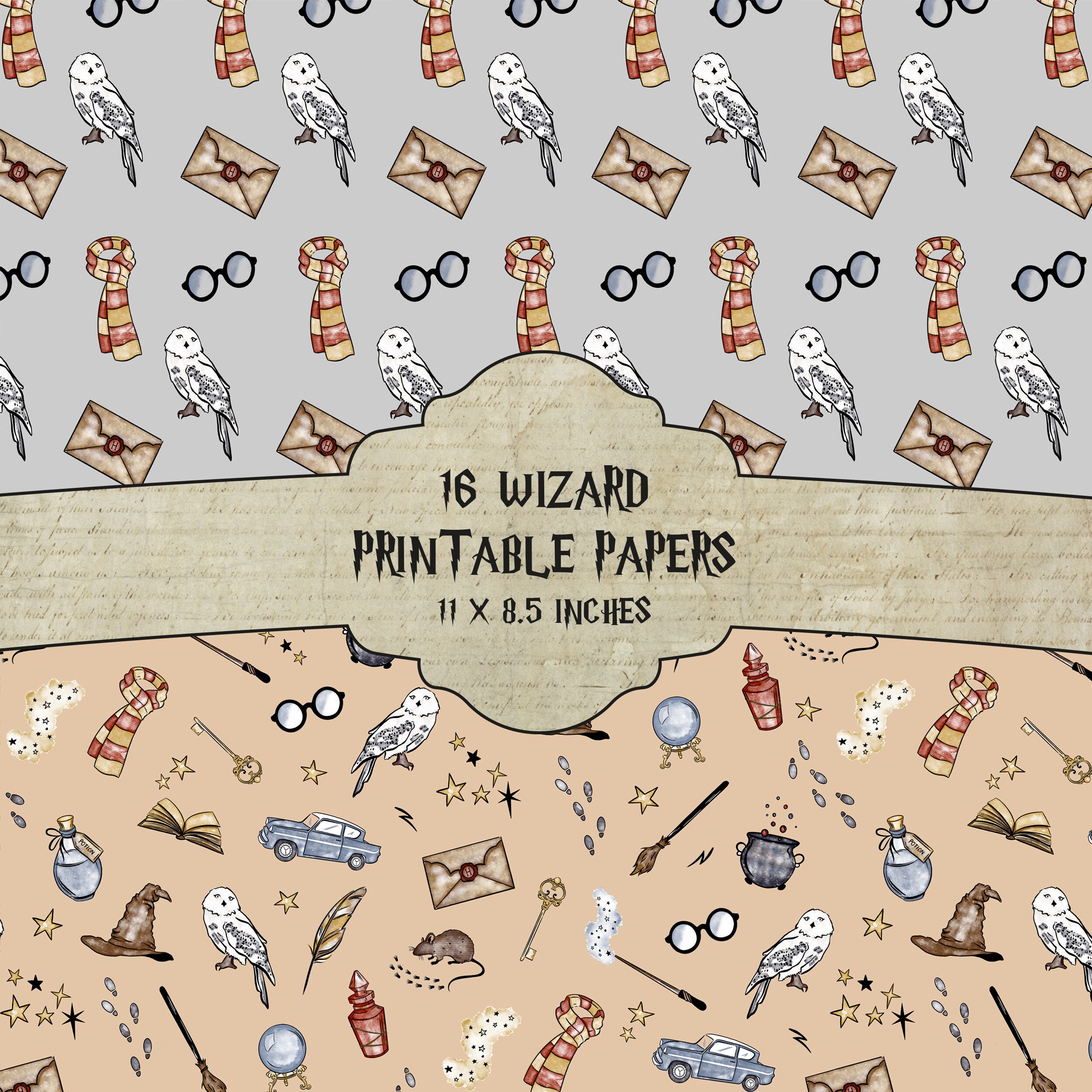 Wizard Pattern Pastel Digital Paper: Magic Junk Journal and Scrapbook ...