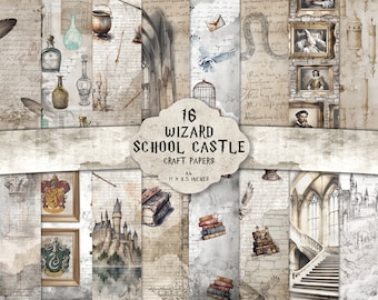 Wizard Castle Digital Paper: Magic Scrapbook Junk Journal Kit, Backgrounds (Digital Download) Witch, Magical, Craft, Kit, Wizarding