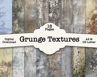 Grunge Distressed Textures Journal Pages: Printable Scrapbook Paper (Digital Download) Junk Journal Kit Distressed Industrial