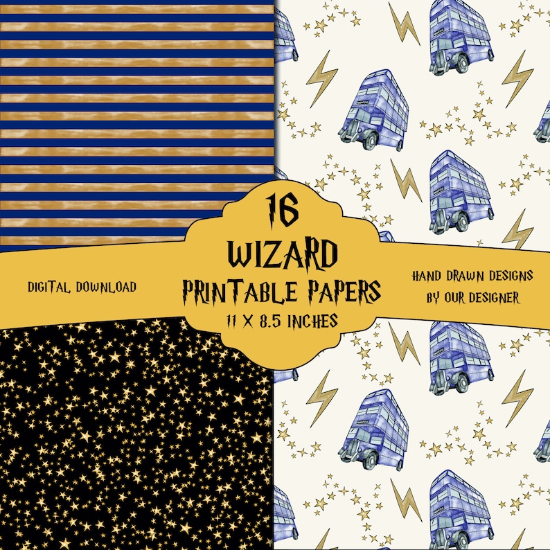 Wizard Pattern Digital Paper: Magic Junk Journal and Scrapbook Designs ...