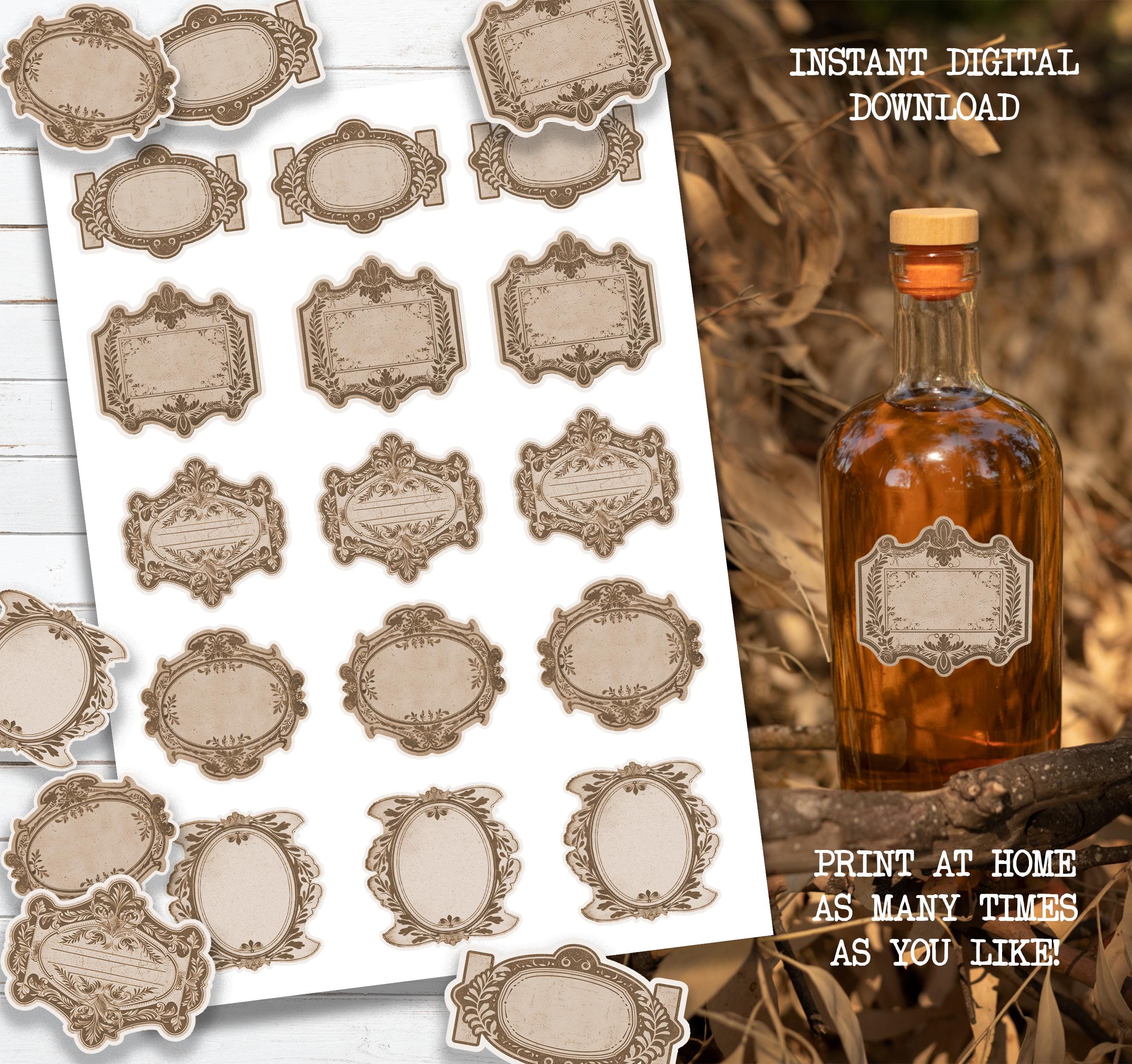 50 Vintage Blank Decorative Labels: Printable Scrapbook Ephemera ...