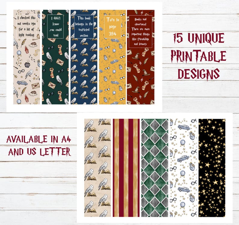 Wizard Bookmarks Set: 15 Designs, Magic Theme (digital Download) Witch ...