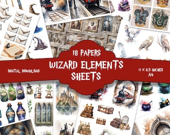 Kit de diario basura de elementos mágicos: más de 200 elementos mágicos (descarga digital). Brujería, magia, manualidades, kits, magia, papeles para álbumes de recortes.