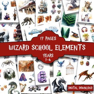 Wizard School Elements: Wycinanki do scrapbookingu i dziennika śmieci (wersja cyfrowa do pobrania)