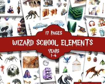 Wizard School Elements: Scrapbook and Junk Journal Fussy Cuts (Digital Download)